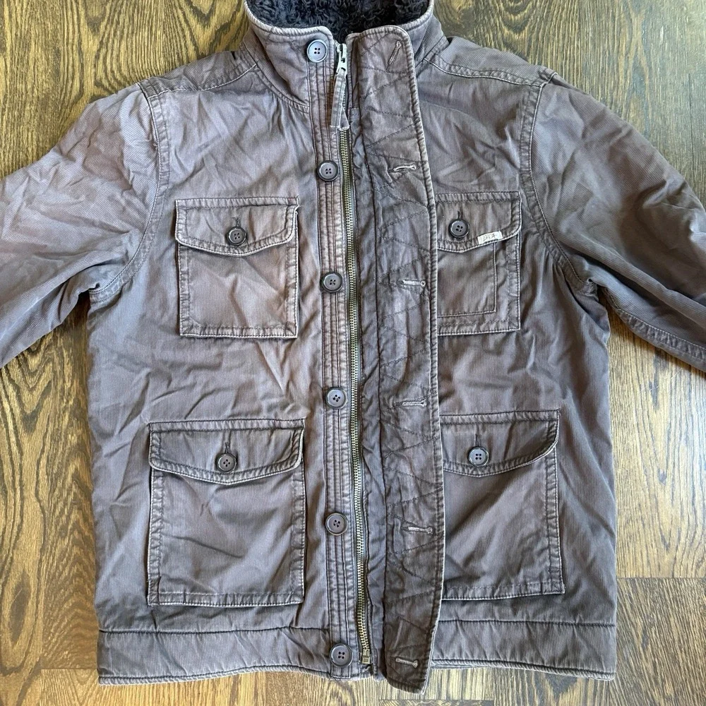 VTG Kirra Mens Sherpa Lined Corduroy Barn Jacket Brown XL Heavyweight Coat Y2K